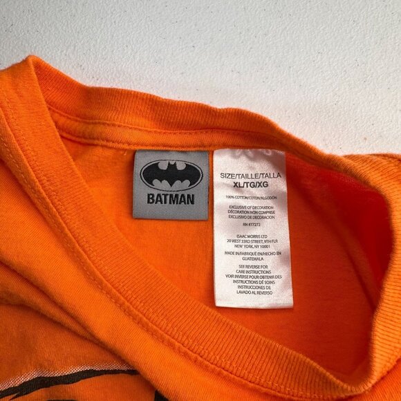 Vintage Batman Skeleton Bat Logo Orange Short Sleeve T-Shirt XL Halloween Cotton - Picture 3 of 8